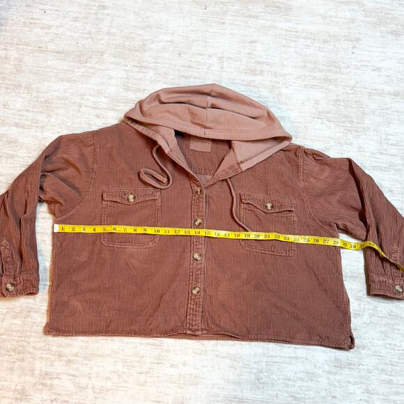 Lucky Brand Women’s XXL Blush Copper Corduroy Hoodie Jacket Shacket Hood Pockets - Picture 4 of 10